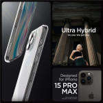 Spigen Ultra Hybrid Case for iPhone 15 Pro Max - Clear Matte - (Spigen Ultra Hybrid, frost clear - iPhone 15 Pro Max)
