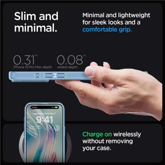 Spigen Ultra Hybrid iPhone 15 Pro Max Case - Light Blue - (Spigen Ultra Hybrid, sierra blue - iPhone 15 Pro Max)