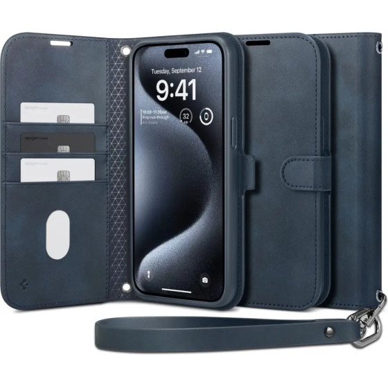 Spigen Wallet S Pro Case for iPhone 15 Pro - Navy Blue - (24386-0)