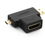 Ugreen adapter HDMI Type A (female) to mini HDMI (male) / micro HDMI (male) black (20144) - (20144-ugreen)