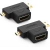 Ugreen adapter HDMI Type A (female) to mini HDMI (male) / micro HDMI (male) black (20144) - (20144-ugreen)