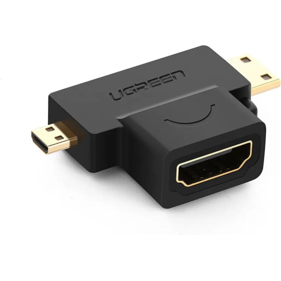 Ugreen adapter HDMI Type A (female) to mini HDMI (male) / micro HDMI (male) black (20144) - (20144-ugreen)