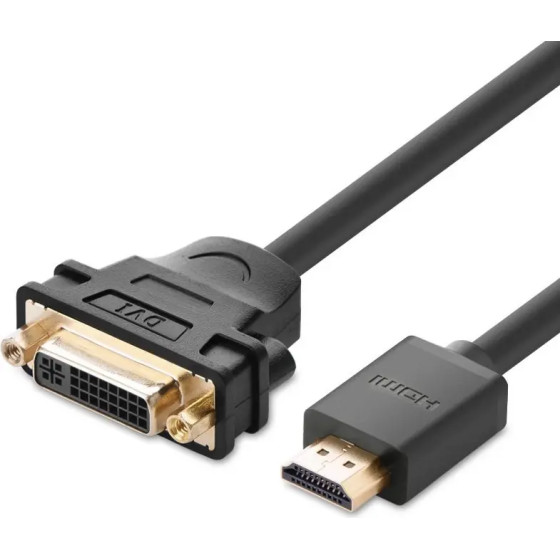 Ugreen cable cable adapter adapter DVI 24 + 5 pin (female) - HDMI (male) 22 cm black (20136) - (20136-ugreen)