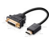 Ugreen cable cable adapter adapter DVI 24 + 5 pin (female) - HDMI (male) 22 cm black (20136) - (20136-ugreen)