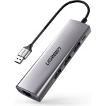 Ugreen CM266 60812 5in1 USB-A 3.0 - RJ45 / 3x USB-A 3.0 / micro USB adapter - gray - (60812-ugreen)