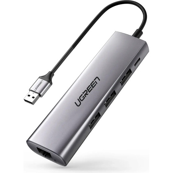 Ugreen CM266 60812 5in1 USB-A 3.0 - RJ45 / 3x USB-A 3.0 / micro USB adapter - gray - (60812-ugreen)