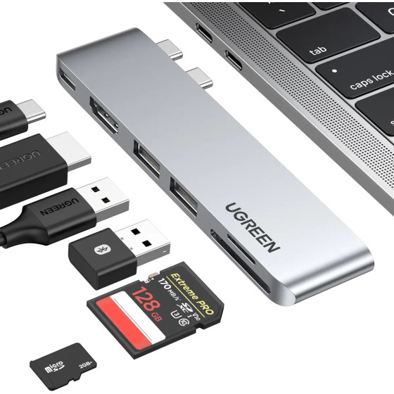 Ugreen HUB CM380 2xUSB C - HDMI/2xUSB 3.0/SD TF/USB C PD - gray - (80856-ugreen)
