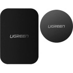 Ugreen LP123 60410 round/rectangular metal plates for magnetic phone holders - black (2 pcs) - (60410-ugreen)