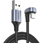 Ugreen nylon angled cable USB cable - USB Type C 1 m 3 A 18 W Quick Charge AFC FCP for gamers gray (70313) - (70313-ugreen)