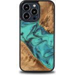 Bewood Unique Turquoise iPhone 13 Pro Wood and Resin Case - Turquoise Black - (BWD11288-0)