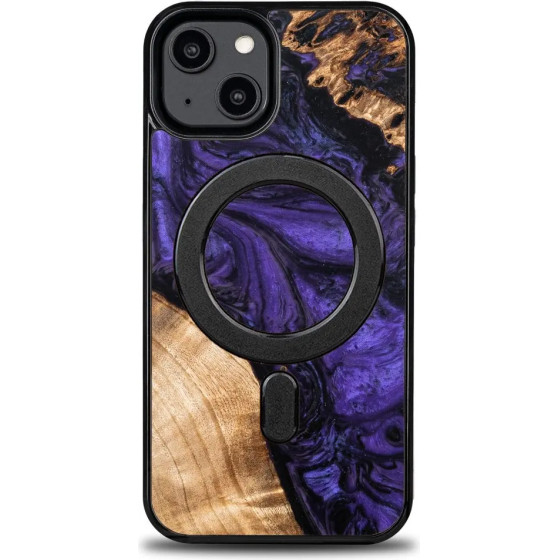 Bewood Wood and Resin Case for iPhone 14 MagSafe Unique Violet - Purple and Black - (BWD12000-0)