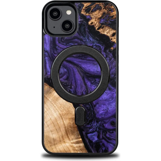 Bewood Wood and resin case for iPhone 15 Plus MagSafe Unique Violet - purple and black - (BWD12835-0)