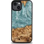 Bewood Wood and resin case for iPhone 15 Plus Unique Uranus - blue and white - (BWD12804-0)