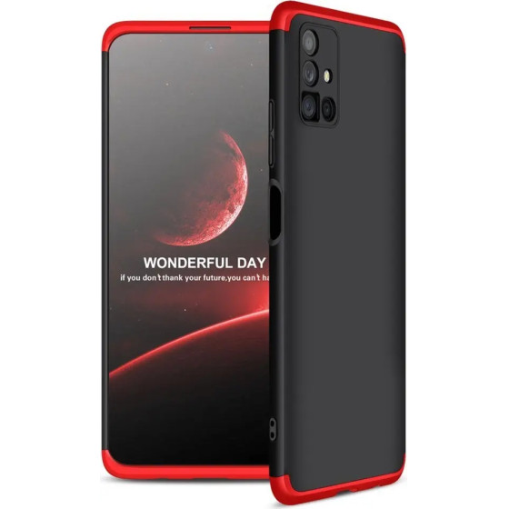 GKK 360 Protection Case Front and Back Case Full Body Cover Samsung Galaxy M51 black-red - (360 Protection Samsung M51 Black/Red)