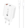 Hurtel 20W USB-A USB-C Wall Charger with 1m USB-C - Lightning Cable - White - (A6MAXL)