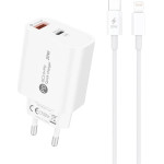 Hurtel 20W USB-A USB-C Wall Charger with 1m USB-C - Lightning Cable - White - (A6MAXL)