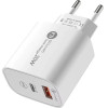Hurtel A6MaxL 20W USB-A USB-C wall charger with USB-C - USB-C 1m cable - white - (A6MAXC)