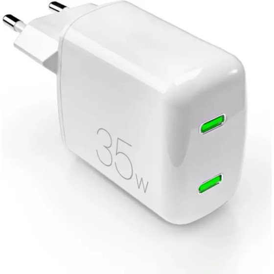 Puro Elektrik Puro MiniPro 35W GaN 2xUSB-C Wall Charger - White - (PUFCMTCUSBCC35WGWHI)