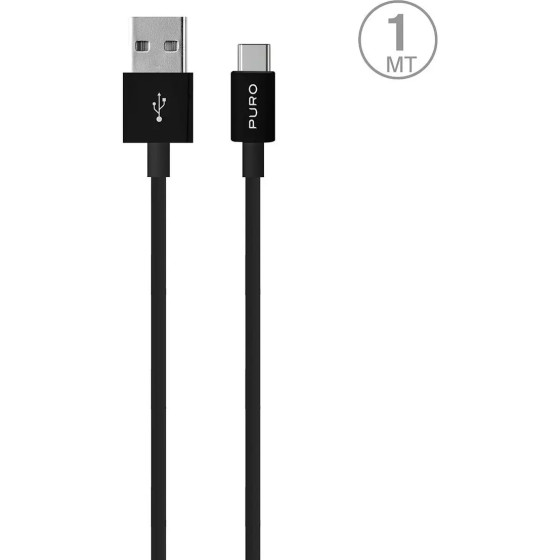 Puro Elektrik Puro White USB-A USB-C Cable 1m - Black - (PWCUSBCBLK)