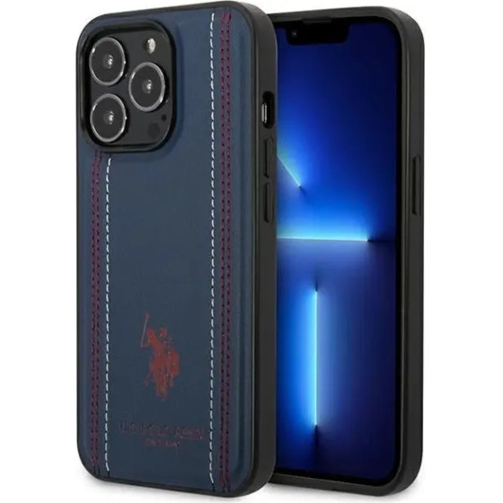 U.S. Polo Assn. US Polo USHCP14LPFAV iPhone 14 Pro 6.1 navy/navy blue Leather Stitch - (USP000130-0)
