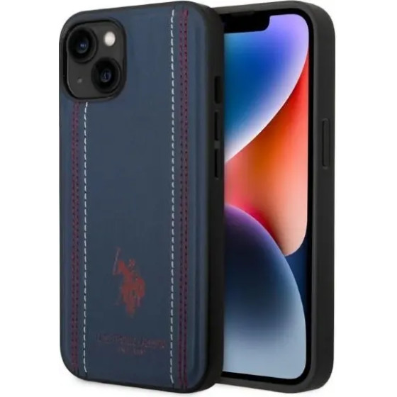 U.S. Polo Assn. US Polo USHCP14SPFAV iPhone 14 6.1 navy blue/navy blue Leather Stitch - (USP000128-0)
