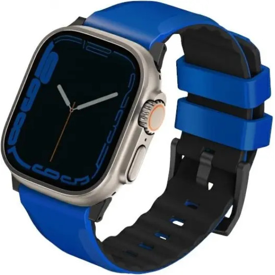 UNIQ Linus Airosoft Silicone Strap for Apple Watch 1/2/3/4/5/6/7/8/SE/SE2/Ultra 42/44/45/49mm - Blue - (Uni000919-0)