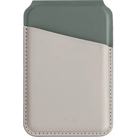 UNIQ Lyden DS magnetic RFID wallet with phone stand - beige and green - (Uni001209-0)