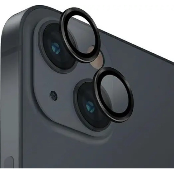UNIQ Optix Glass Aluminum Camera Lens Protector for iPhone 14 / 14 Plus Camera Lens with Applicator - Black - (Uni001180-0)