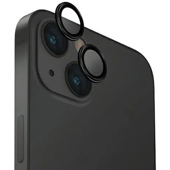 UNIQ Optix Glass Aluminum Camera Lens Protector for iPhone 15 / 15 Plus Camera Lens with Applicator - Black - (Uni001173-0)