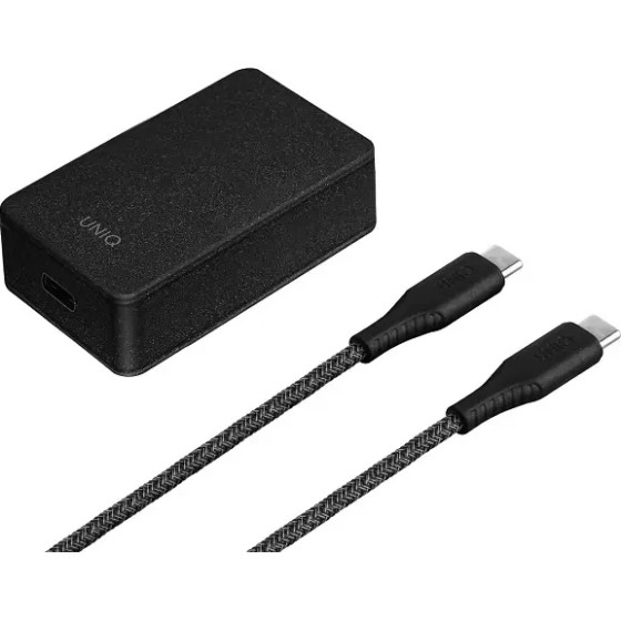 UNIQ Versa Slim LITHOS Collective USB-C PD 18W wall charger + USB-C / USB-C cable - black - (Uni000003-0)