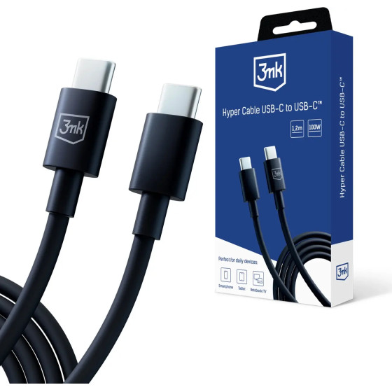 3mk Protection 3mk Hyper Cable USB-C / USB-C 100W 1.2m - Black - (153008-0)