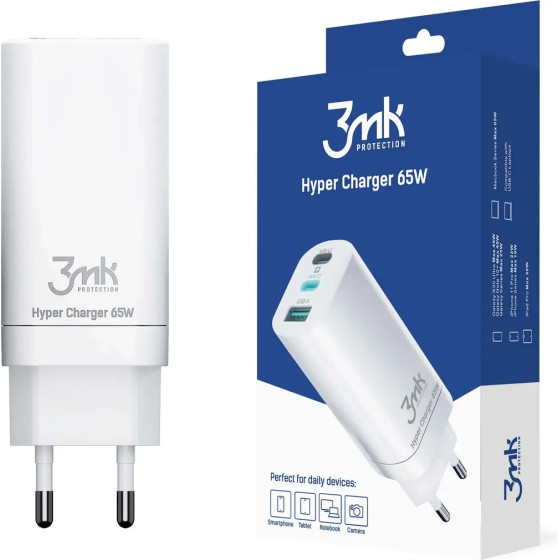 3mk Protection 3MK HyperCharger 65W 2xUSB-C + 1xUSB-A charger GAN, PD + QC - (134727-0)