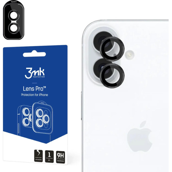 3mk Protection 3mk Lens Protection Pro Camera Cover with Black Frame for iPhone 16 / 16 Plus - (157385-0)