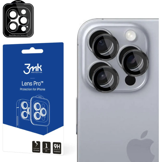 3mk Protection 3mk Lens Protection Pro Camera Cover with Black Frame for iPhone 16 Pro / 16 Pro Max - (157389-0)