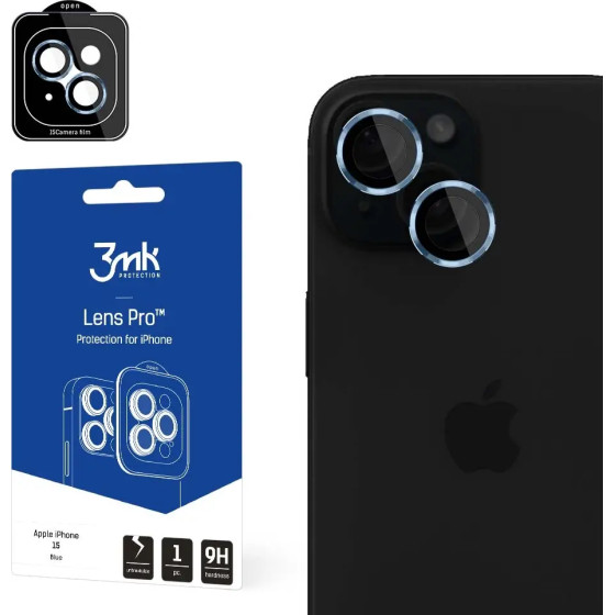 3mk Protection 3mk Lens Protection Pro Camera Cover with Blue Frame for iPhone 15 - (151565-0)