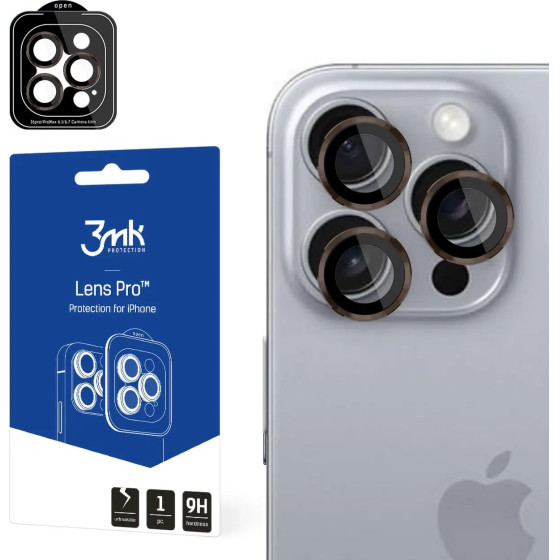3mk Protection 3mk Lens Protection Pro Camera Cover with Brown Frame for iPhone 16 Pro /16 Pro Max - (157391-0)