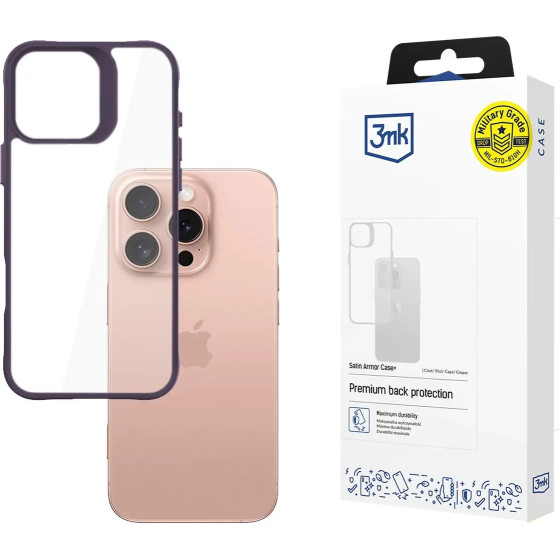 3mk Protection 3mk Satin Armor Case+ Purple for Apple iPhone 16 Pro - Transparent - (W-3SaArCpPu-AiP16Pro-0)