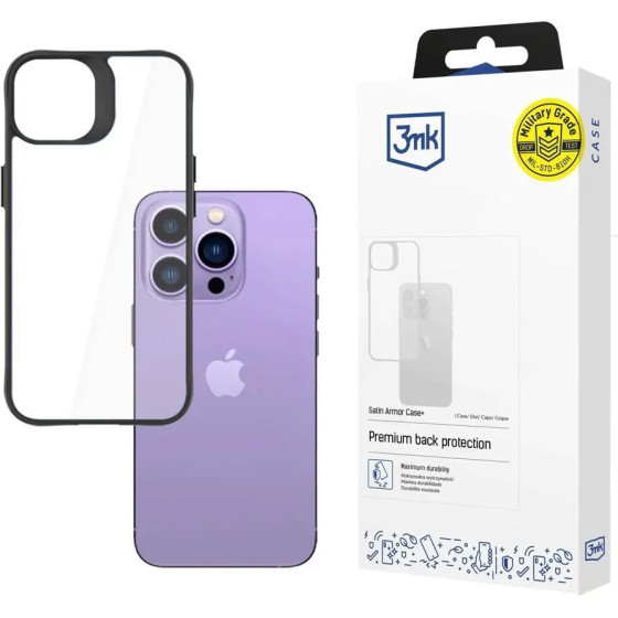 3mk Protection 3mk Satin Armor Case+ Series iPhone 14 Pro - Black - (143905-0)