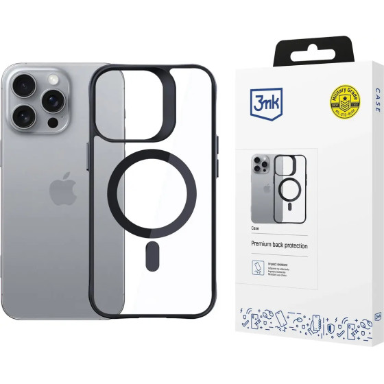 3mk Protection 3mk Satin Armor MagCase with MagSafe iPhone 16 Pro Max - Clear with Black Frame - (W-3SAMaCa-AiP16PM-0)