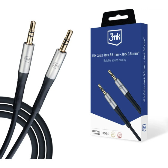 3mk Protection Accessories - 3mk AUX Cable Jack 3.5 mm - Jack 3.5 mm - (151205-0)