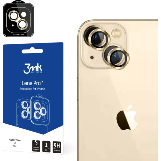 3mk Protection Camera glass for iPhone 14 9H for 3mk Lens Protection Pro series lens - gold - (144861-0)