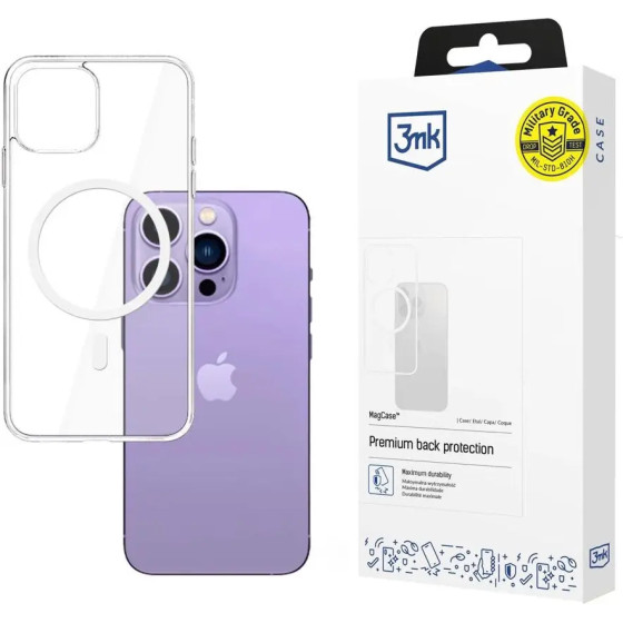3mk Protection Case for iPhone 14 Pro compatible with MagSafe from the 3mk MagCase series - transparent - (143915-0)