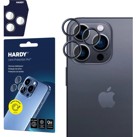 3mk Protection Hardy Lens Protection Pro Black Glass for Camera Objects on Apple iPhone 16 Pro / 16 Pro Max - Black - (157402-0)