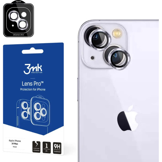 3mk Protection iPhone 14 Plus 9H Camera Glass for 3mk Lens Protection Pro Series Lens - Purple - (144866-0)