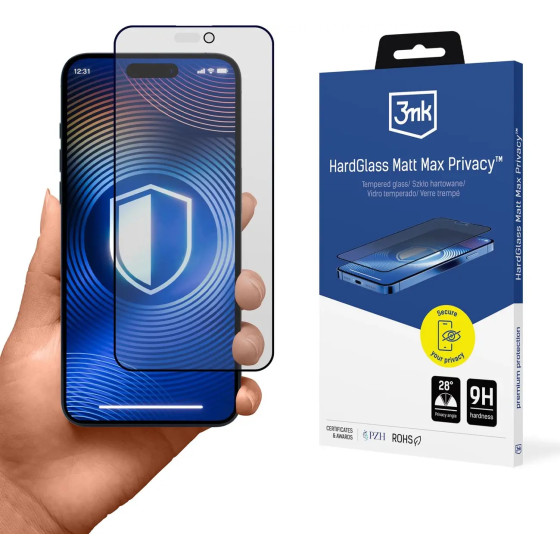 3mk Protection Tempered Glass 3mk Hardglass Matt Max Privacy for Apple iPhone 15 Pro - (W-3HgMtMPr-AiP15Pro-0)