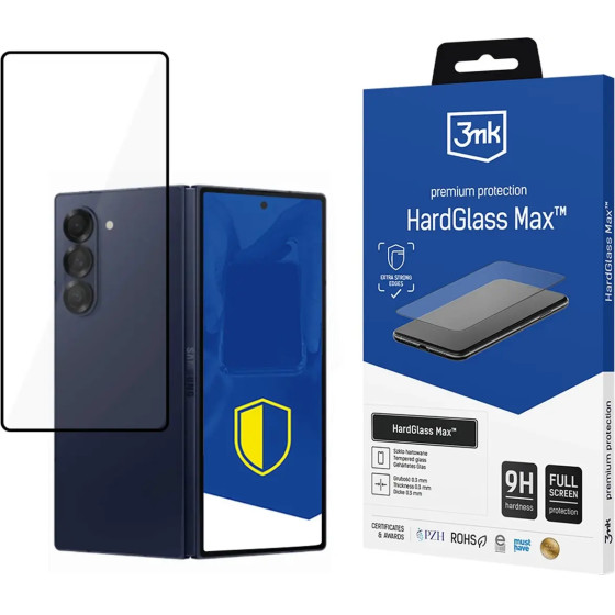 3mk Protection Tempered glass 3mk HardGlass Max Black for Samsung Galaxy Z Fold 6 (front) - (W-3HGMxB-SaGZFo6f-0)