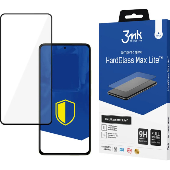 3mk Protection Tempered glass 3mk HardGlass Max Lite Black for Xiaomi Redmi Note 14 PRO / 14 PRO+ 5G - (W-3HGMxLB-ReNo14Pr-0)