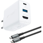 Acefast 2in1 charger GaN 65W USB Type C / USB, adapter adapter HDMI 4K @ 60Hz (set with cable) white - (A17 white)