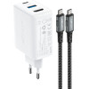 Acefast 2in1 charger GaN 65W USB Type C / USB, adapter adapter HDMI 4K @ 60Hz (set with cable) white - (A17 white)