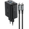 Acefast 2in1 charger GaN 65W USB Type C / USB, adapter HDMI adapter 4K 60Hz (set with cable) black - (A17 black)